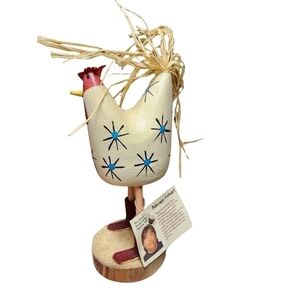Navajo Indian Native hand carved painted Folk Art Signed Rooster wearing boots